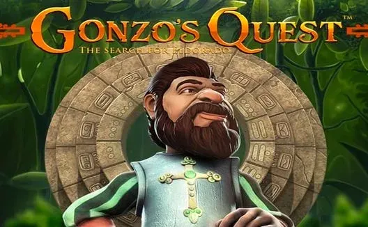 Copertina della slot 'Gonzo’s Quest' con un esploratore spagnolo accanto a un tempio antico