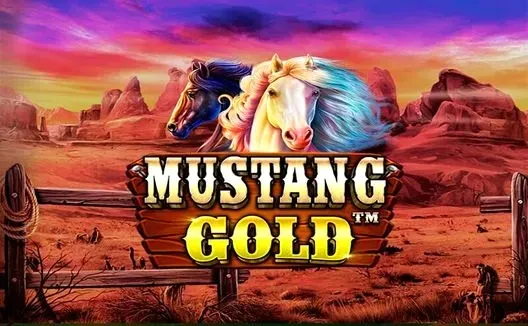 Copertina della slot 'Mustang Gold' con un cavallo bianco su uno sfondo del selvaggio west